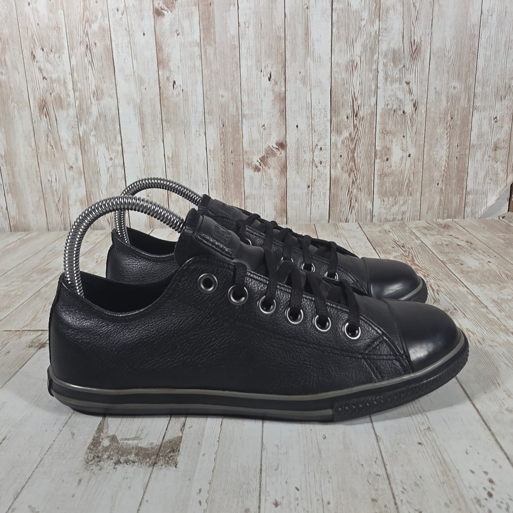 Converse Chuck Taylor All‎ Star Low Black Leather Sneakers 117635 Womens 6.5